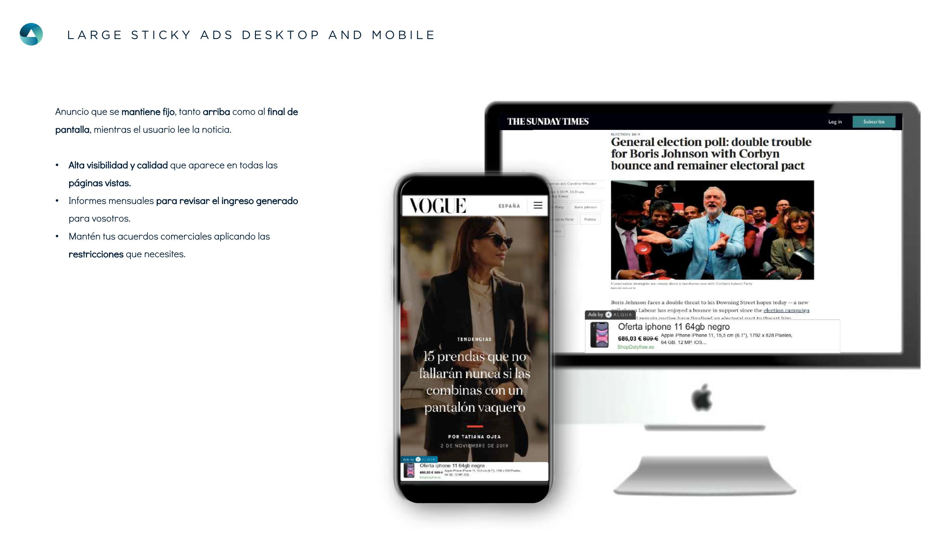 Sticky ad format — Alqua media monetisation